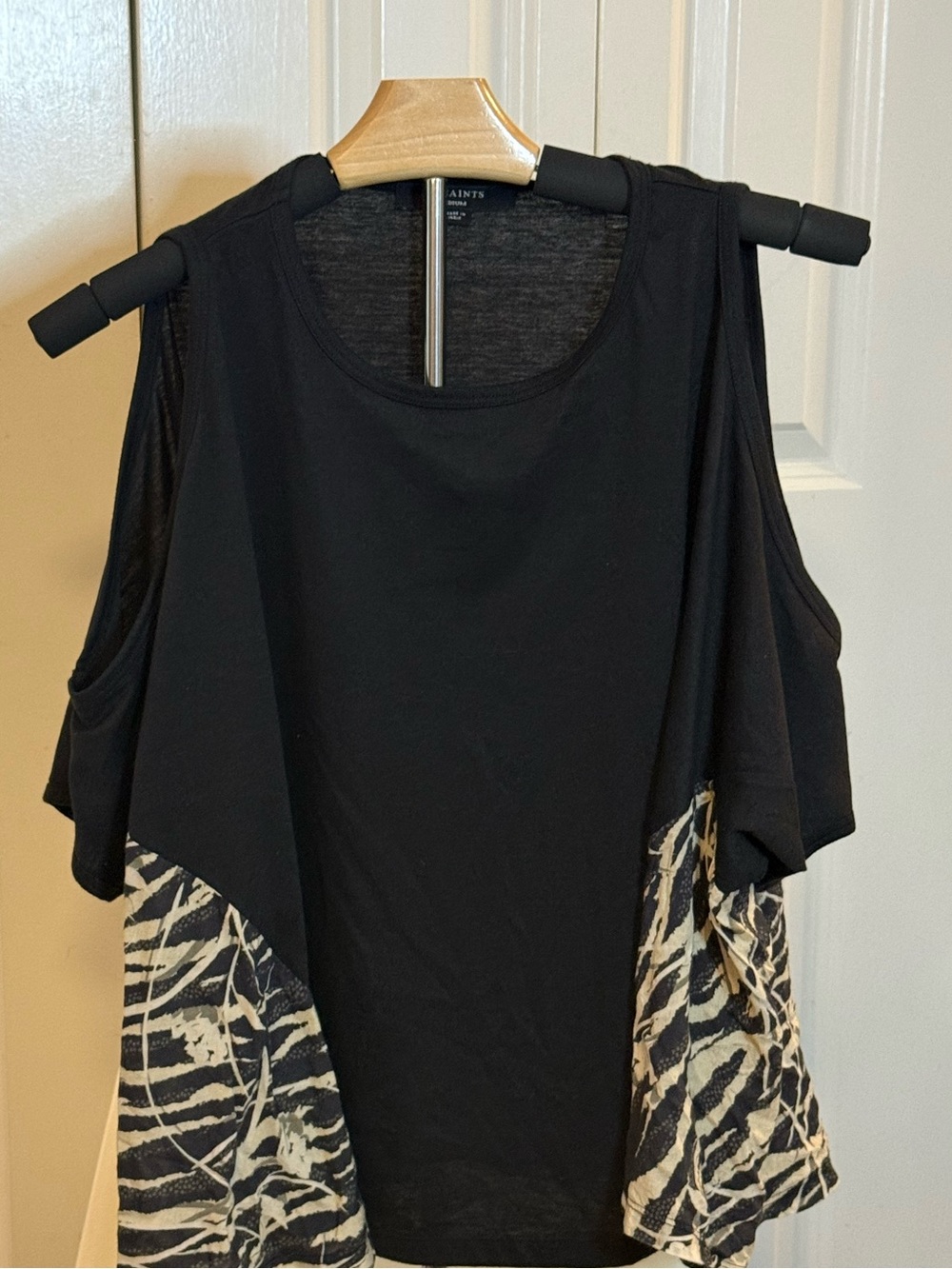 AllSaints Black Tank with Printed Side Panels Medium Oversized (see measurements
